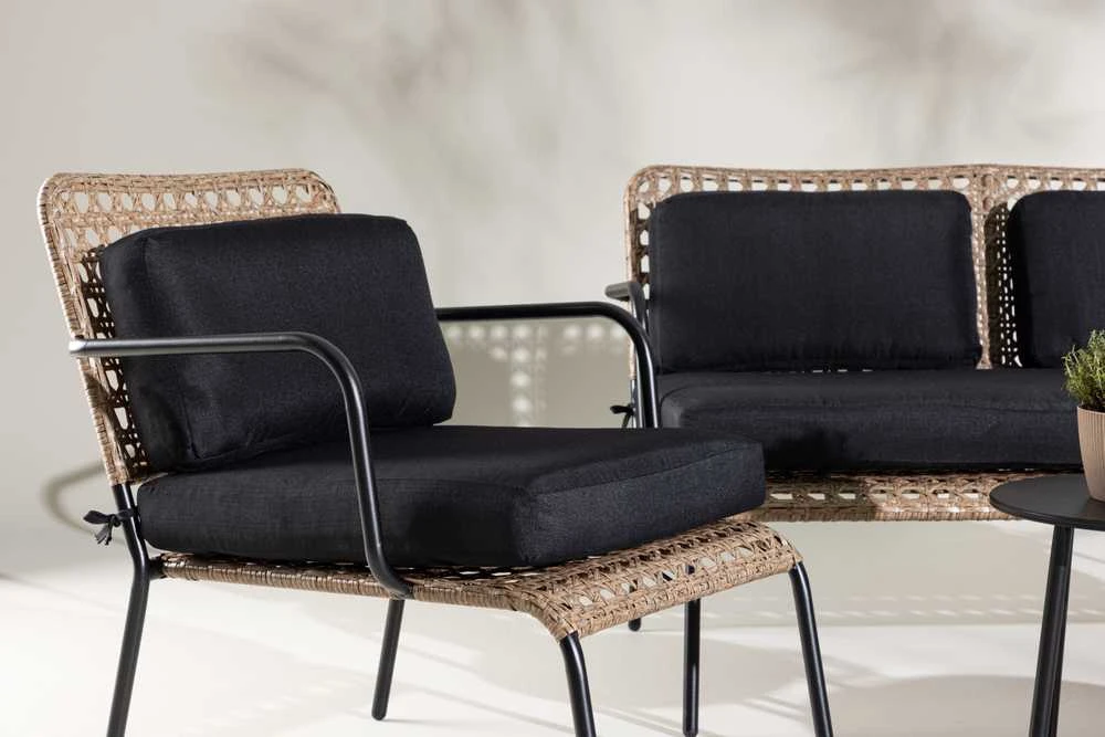 Venture Design Sofos komplektas, Paola, D:87 A:78 P:122 cm, Juoda