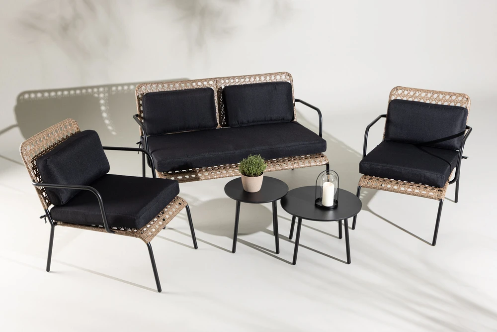 Venture Design Sofos komplektas, Paola, D:87 A:78 P:122 cm, Juoda