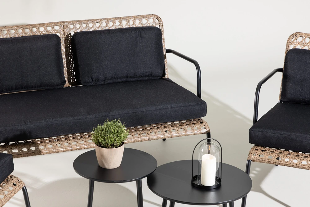 Venture Design Sofos komplektas, Paola, D:87 A:78 P:122 cm, Juoda