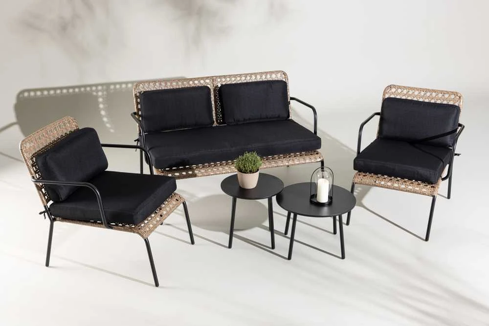 Venture Design Sofos komplektas, Paola, D:87 A:78 P:122 cm, Juoda