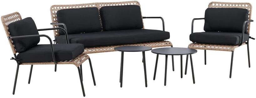 Venture Design Sofos komplektas, Paola, D:87 A:78 P:122 cm, Juoda