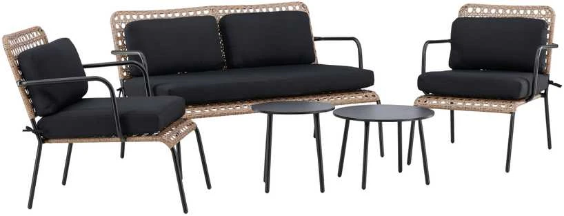 Venture Design Sofos komplektas, Paola, D:87 A:78 P:122 cm, Juoda