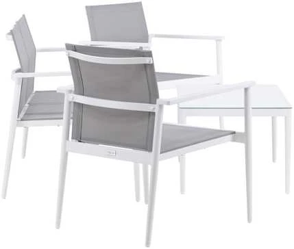 Venture Design Sofos komplektas, stalas: 45x90x60 cm Kėdė: 63x81x59 cm Sofa: 63x81x135 cm, Balta/Pilka