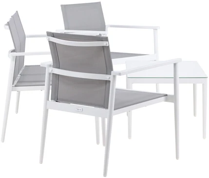Venture Design Sofos komplektas, stalas: 45x90x60 cm Kėdė: 63x81x59 cm Sofa: 63x81x135 cm, Balta/Pilka