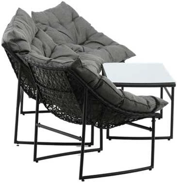 Venture Design Sofos komplektas, Tina, Kėdė: 75x66 cm, Sofa: 75x118 cm, Juoda
