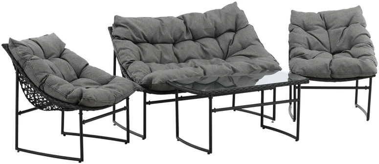 Venture Design Sofos komplektas, Tina, Kėdė: 75x66 cm, Sofa: 75x118 cm, Juoda