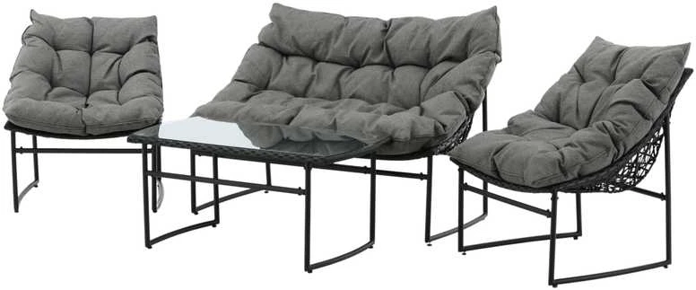 Venture Design Sofos komplektas, Tina, Kėdė: 75x66 cm, Sofa: 75x118 cm, Juoda