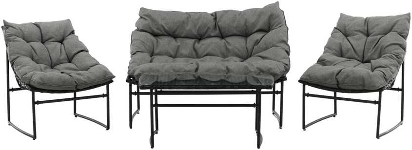 Venture Design Sofos komplektas, Tina, Kėdė: 75x66 cm, Sofa: 75x118 cm, Juoda