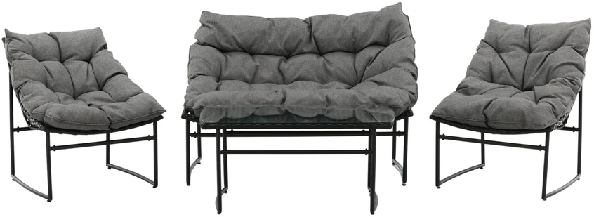Venture Design Sofos komplektas, Tina, Kėdė: 75x66 cm, Sofa: 75x118 cm, Juoda