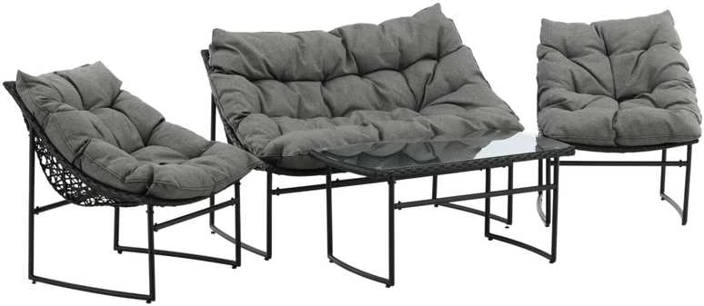 Venture Design Sofos komplektas, Tina, Kėdė: 75x66 cm, Sofa: 75x118 cm, Juoda
