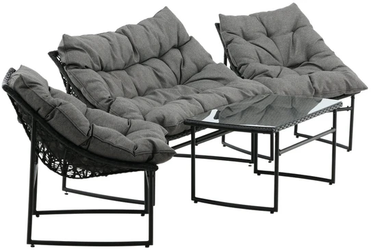Venture Design Sofos komplektas, Tina, Kėdė: 75x66 cm, Sofa: 75x118 cm, Juoda