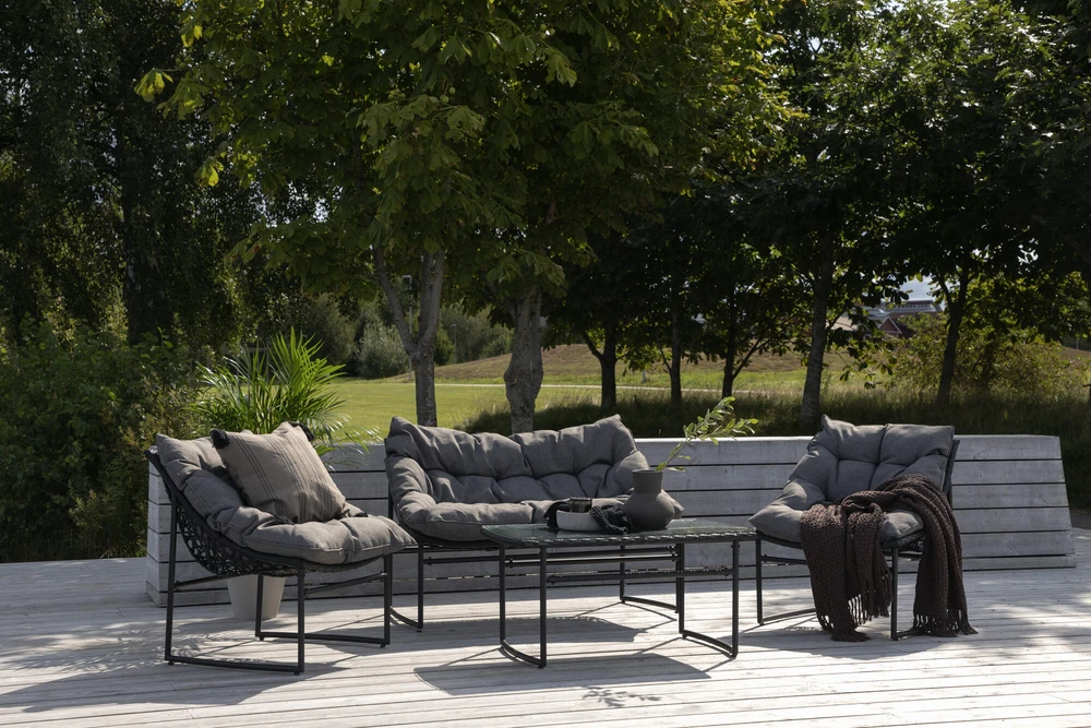 Venture Design Sofos komplektas, Tina, Kėdė: 75x66 cm, Sofa: 75x118 cm, Juoda