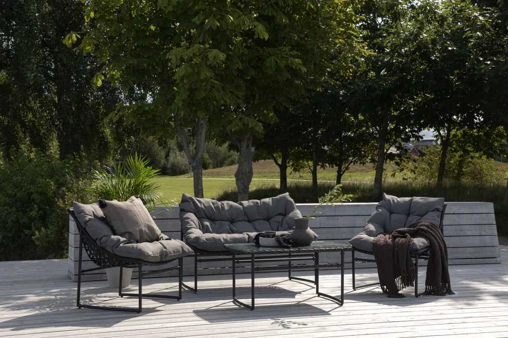 Venture Design Sofos komplektas, Tina, Kėdė: 75x66 cm, Sofa: 75x118 cm, Juoda
