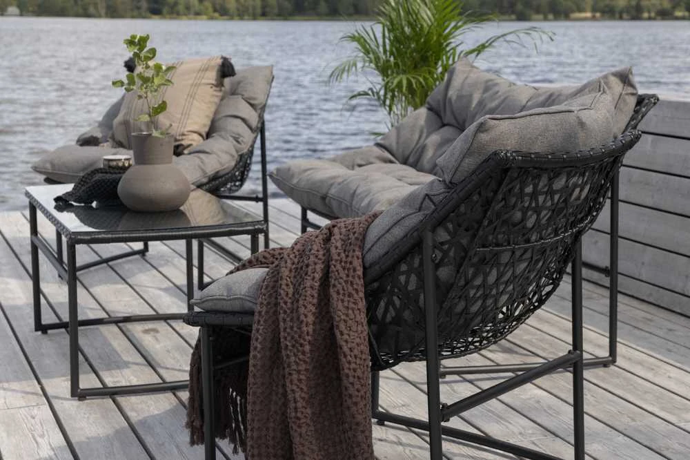 Venture Design Sofos komplektas, Tina, Kėdė: 75x66 cm, Sofa: 75x118 cm, Juoda