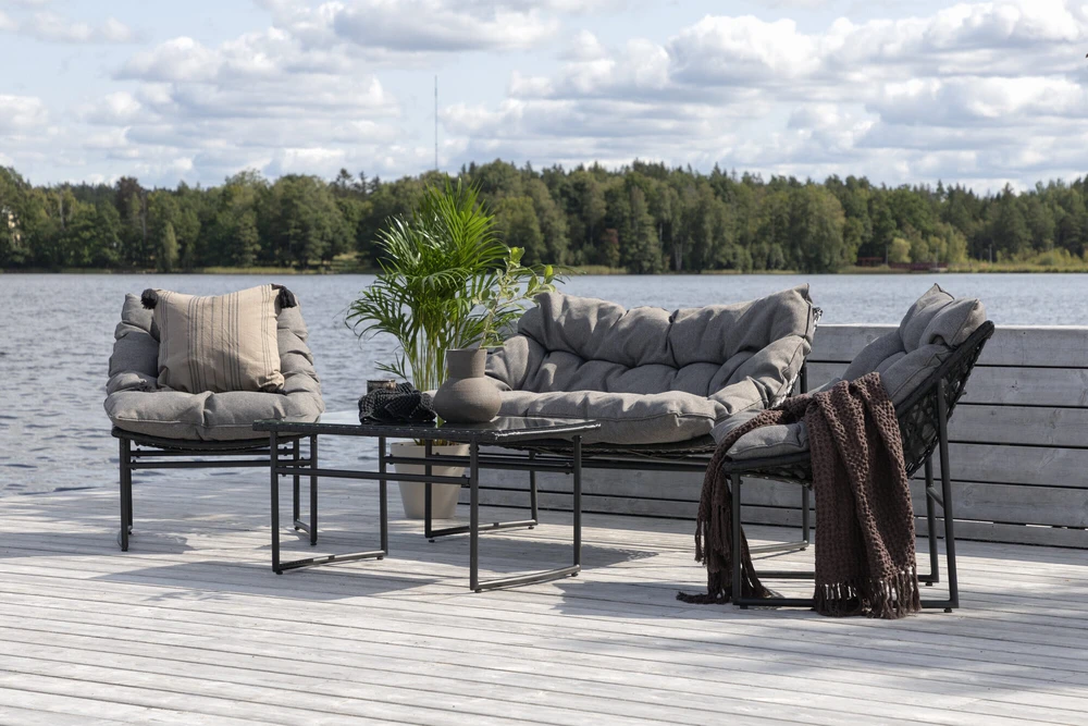 Venture Design Sofos komplektas, Tina, Kėdė: 75x66 cm, Sofa: 75x118 cm, Juoda