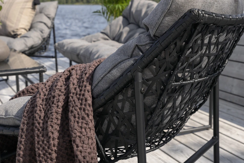 Venture Design Sofos komplektas, Tina, Kėdė: 75x66 cm, Sofa: 75x118 cm, Juoda