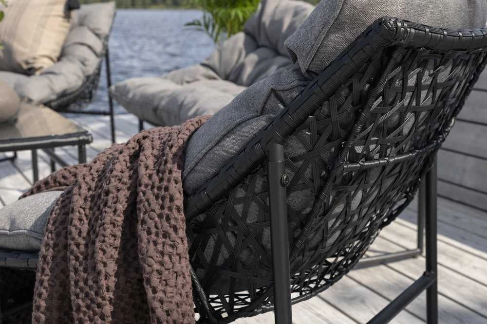Venture Design Sofos komplektas, Tina, Kėdė: 75x66 cm, Sofa: 75x118 cm, Juoda
