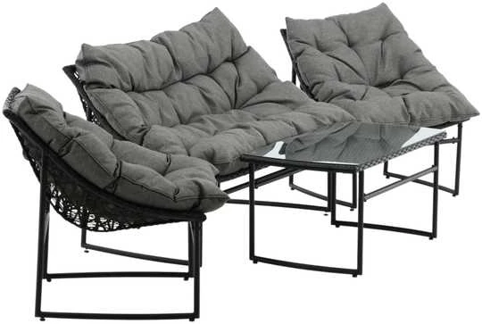 Venture Design Sofos komplektas, Tina, Kėdė: 75x66 cm, Sofa: 75x118 cm, Juoda