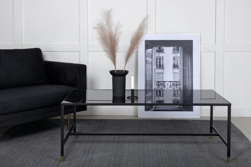 Venture Design Sofos stalas, Dipp, 130x60 cm, Juodas