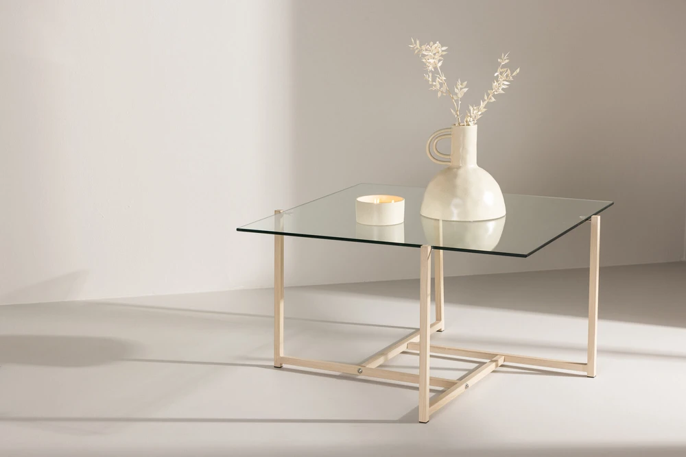 Venture Design Sofos stalas, hibridinis, 80x80 cm, skaidrus