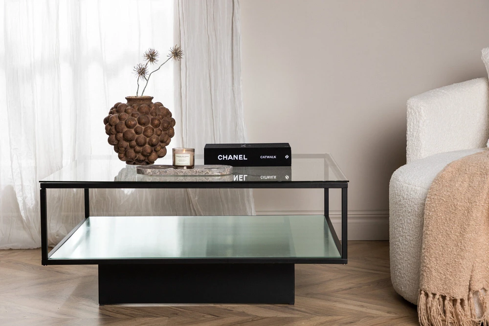 Venture Design Sofos stalas, Maglehem, 90x90 cm, Juodas