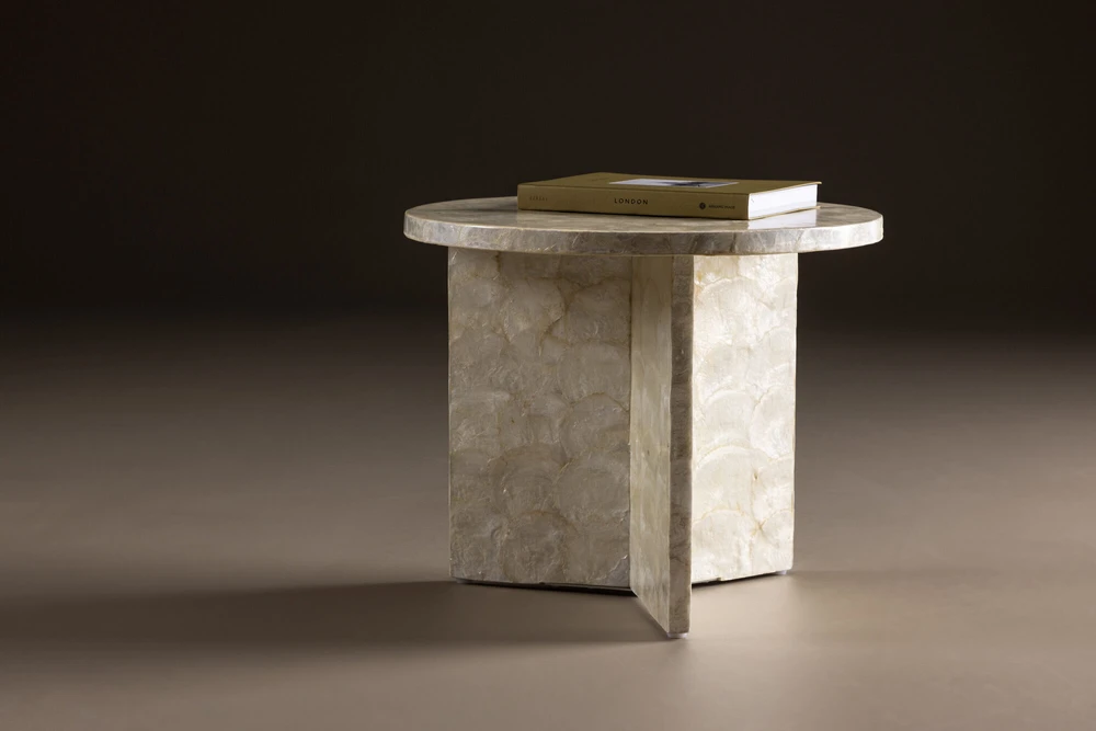 Venture Design Sofos stalas, Smögen, ⌀40 cm, Bėžio spalva