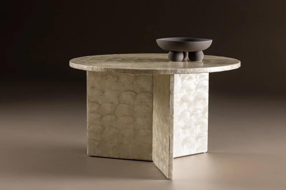 Venture Design Sofos stalas, Smögen, ⌀70 cm, Bėžio spalva