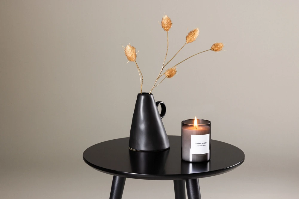 Venture Design Šoninis stalas, Askim, ⌀48 cm, Juodas