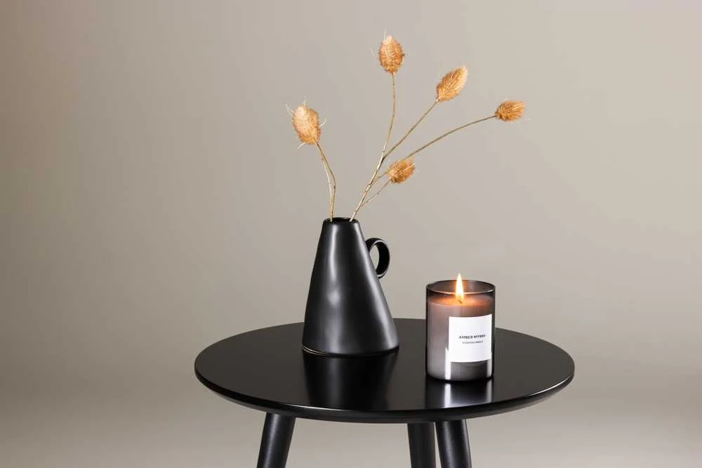 Venture Design Šoninis stalas, Askim, ⌀48 cm, Juodas