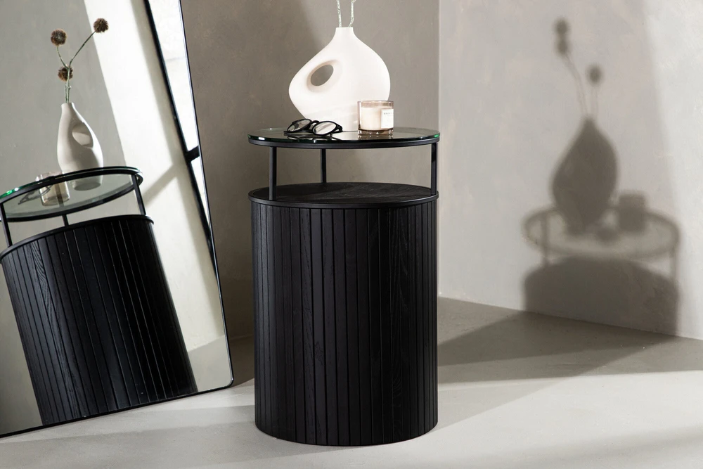 Venture Design Šoninis stalas, Bovall, ø37 cm, Juodas