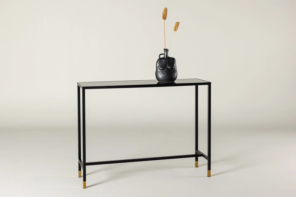 Venture Design Šoninis stalas, Dipp su lentyna, 100x30x75 cm, Juodas