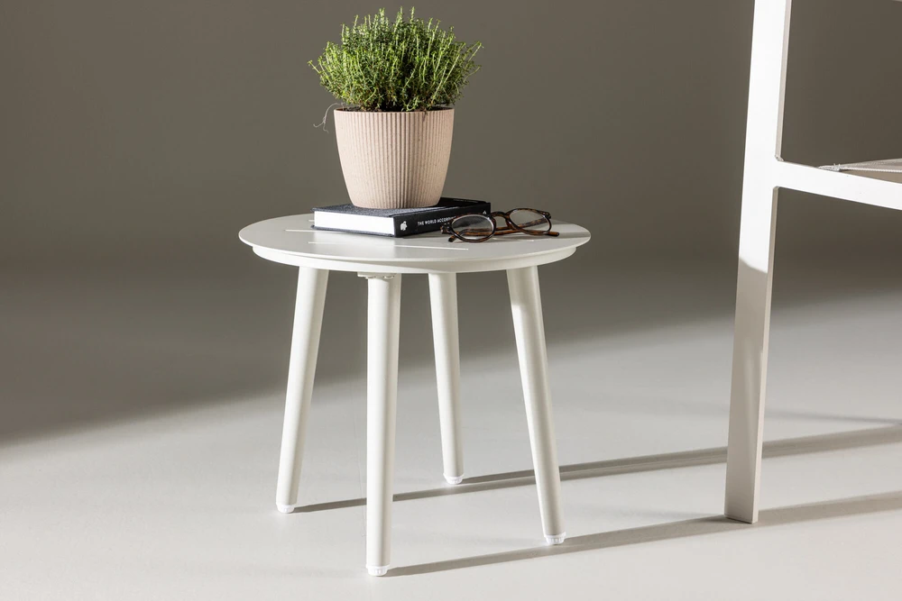 Venture Design Šoninis stalas, Lina, ⌀40 cm, Bežinis