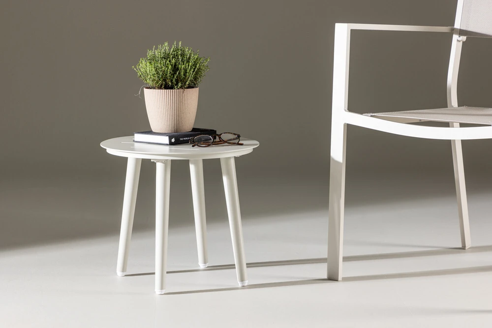 Venture Design Šoninis stalas, Lina, ⌀40 cm, Bežinis