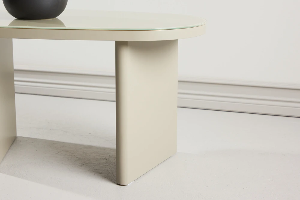 Venture Design Šoninis staliukas Grönvik 70x45x40 cm, smėlio spalvos, stiklas, MDF