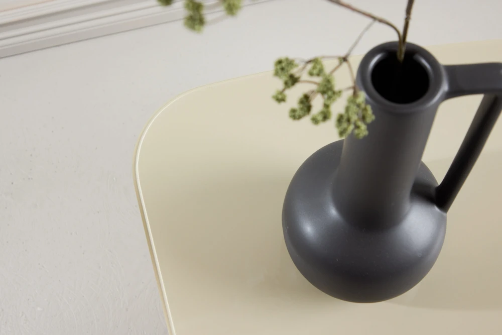 Venture Design Šoninis staliukas Grönvik 70x45x40 cm, smėlio spalvos, stiklas, MDF