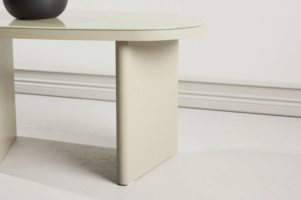 Venture Design Šoninis staliukas Grönvik 70x45x40 cm, smėlio spalvos, stiklas, MDF