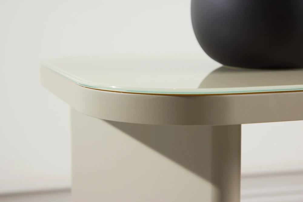 Venture Design Šoninis staliukas Grönvik 70x45x40 cm, smėlio spalvos, stiklas, MDF