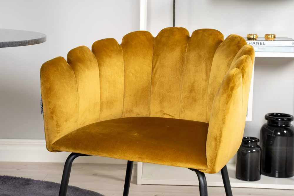 Venture Design Stalas, Estelle, ø106 cm, Juoda; Kėdė, Limhamn, 54x76 cm, Aukso spalvos