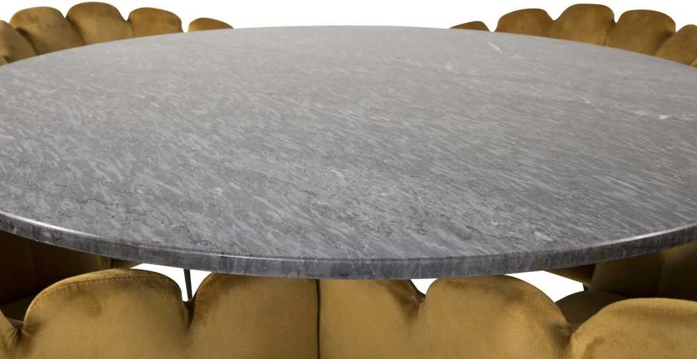 Venture Design Stalas, Estelle, ø106*A75 cm, Juoda; Kėdė, Limhamn, 54x76 cm, Aukso spalvos