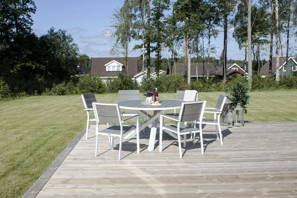 Venture Design Stalas, Parma, ø140 cm, Balta/Pilka