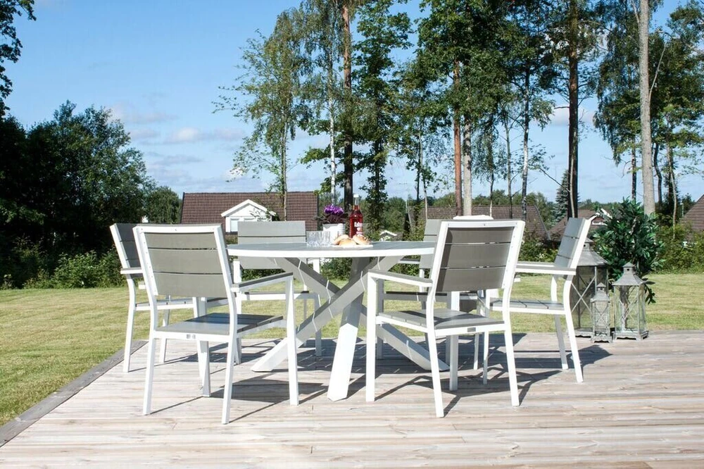 Venture Design Stalas, Parma, ø140 cm, Balta/Pilka