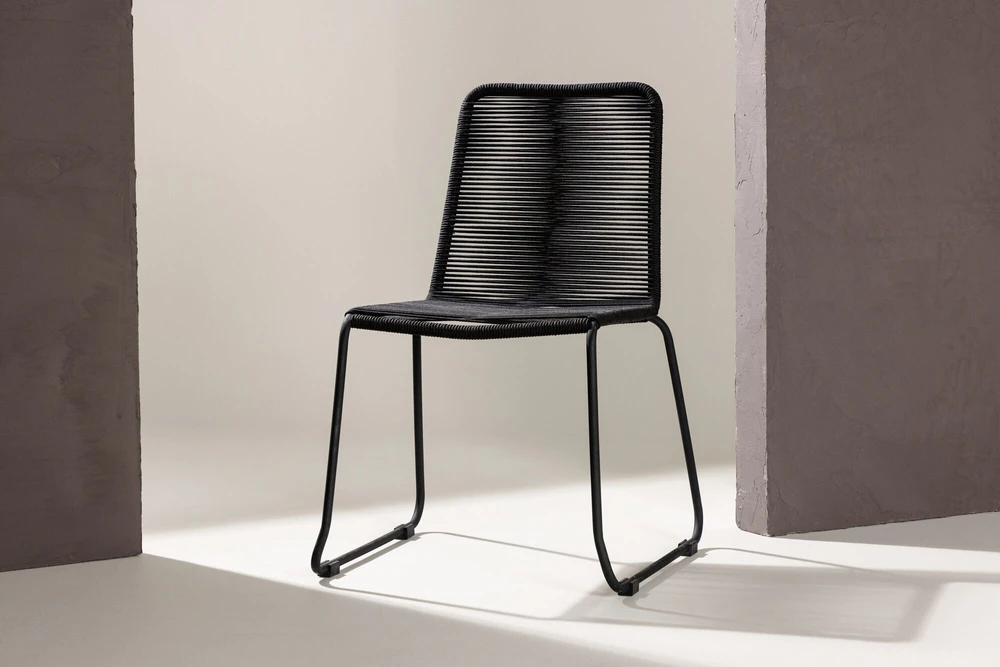 Venture Design Sulankstoma kėdė Lindos 44x40 cm Juoda Virvė Plienas