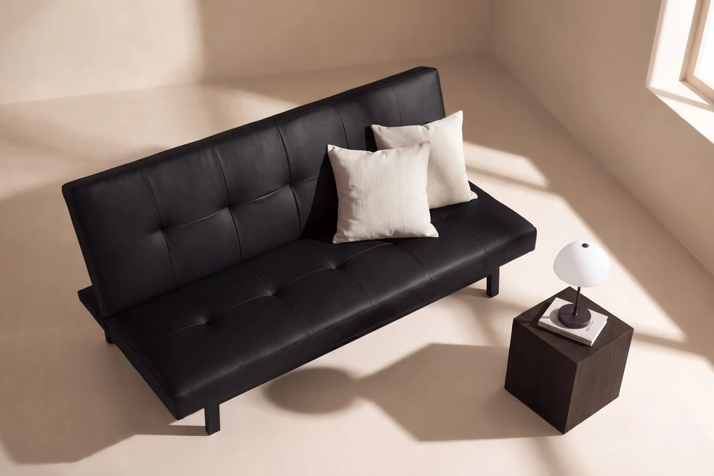 Venture Design Sulankstoma lova-sofa Bodil, juoda