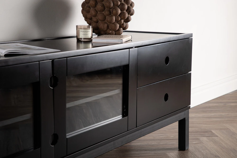 Venture Design Televizoriaus staliukas, Alcoa saugojimas, 150x56.5 cm, Juodas