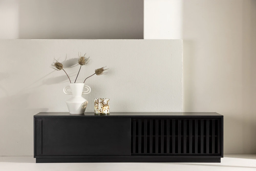 Venture Design Televizoriaus staliukas, Lugo, 180x45 cm, Juodas