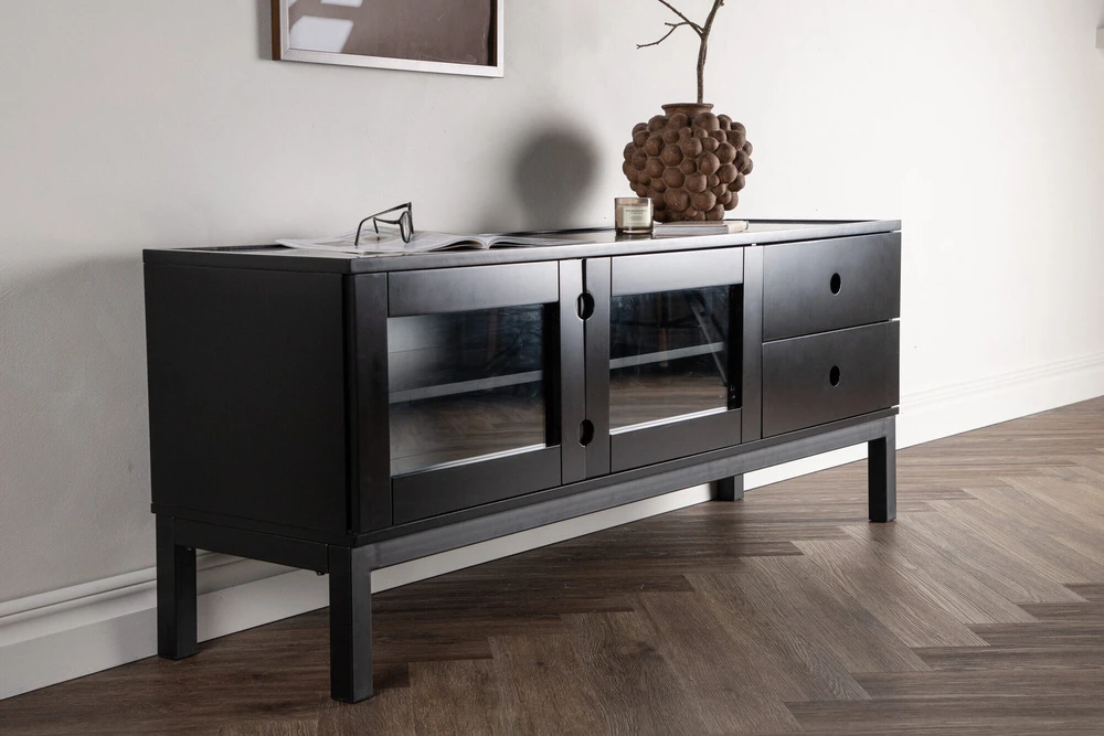 Venture Design Televizoriaus staliukas, Alcoa saugojimas, 150x56.5 cm, Juodas
