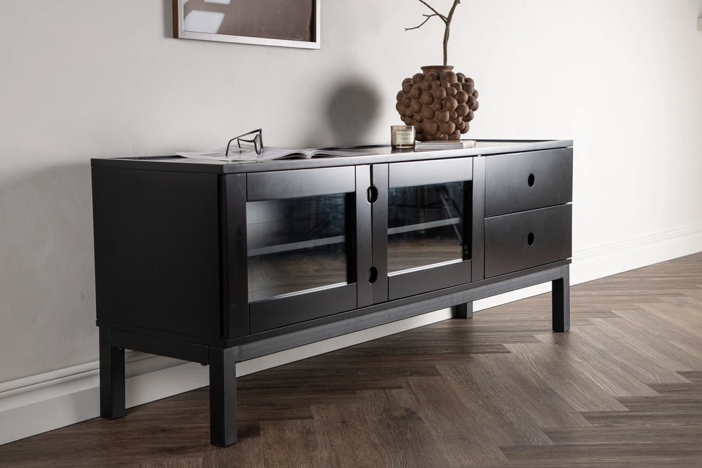 Venture Design Televizoriaus staliukas, Alcoa saugojimas, 150x56.5 cm, Juodas