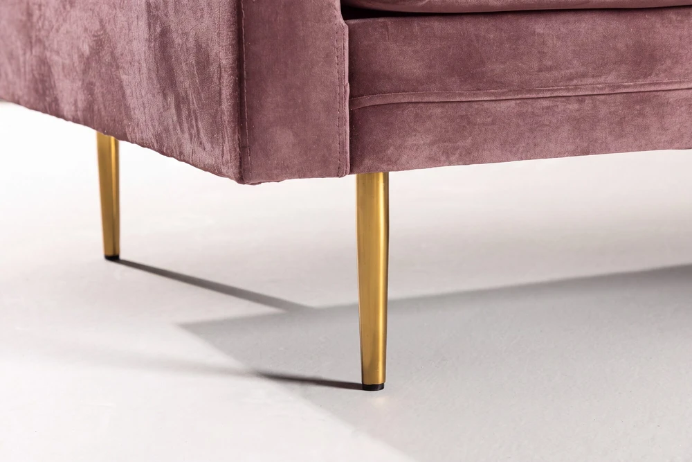 Venture Design trivietė sofa Boom, dulkėtai rožinė/auksinė, poliesterinis veliūras