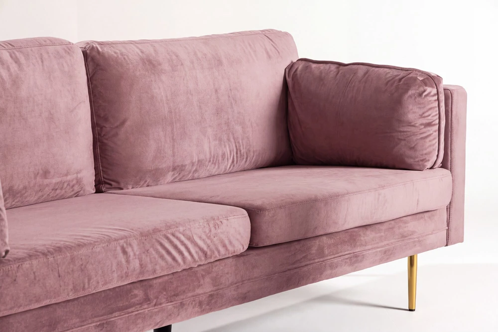 Venture Design trivietė sofa Boom, dulkėtai rožinė/auksinė, poliesterinis veliūras