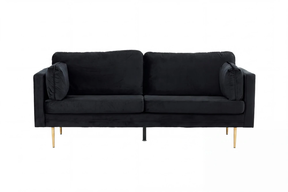 Venture Design trivietė sofa Boom, juoda/auksinė, poliesterinis veliūras